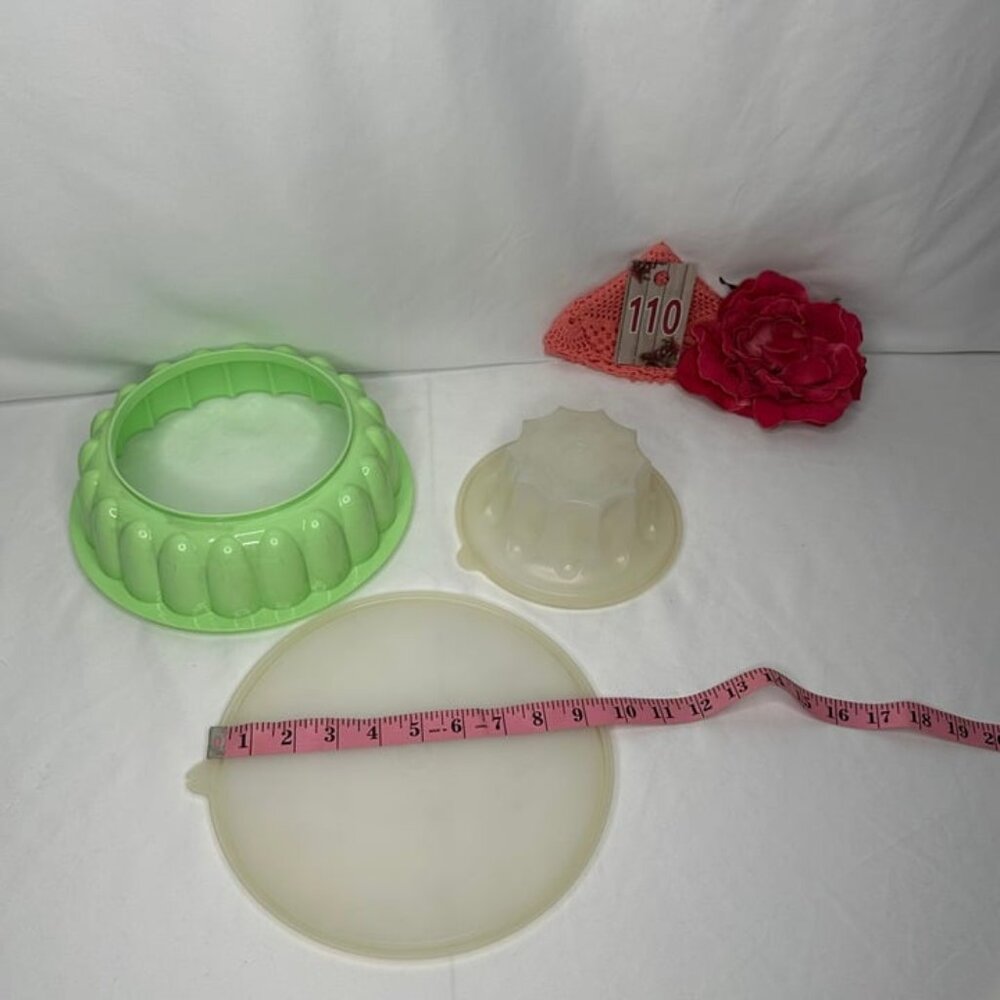 Vintage Tupperware Jello Mold 3 Piece Set Lime Green - Picture 7 of 7